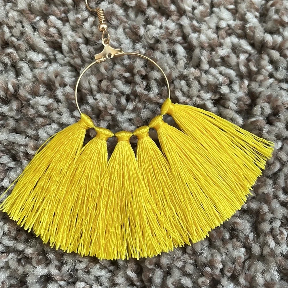 Yellow tassel fan hoops